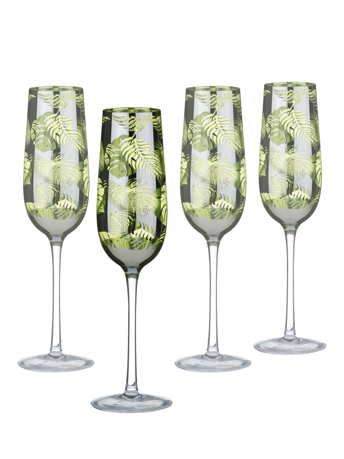 Artland tropical leaves electroplated champagne flutes set of 4, UK version