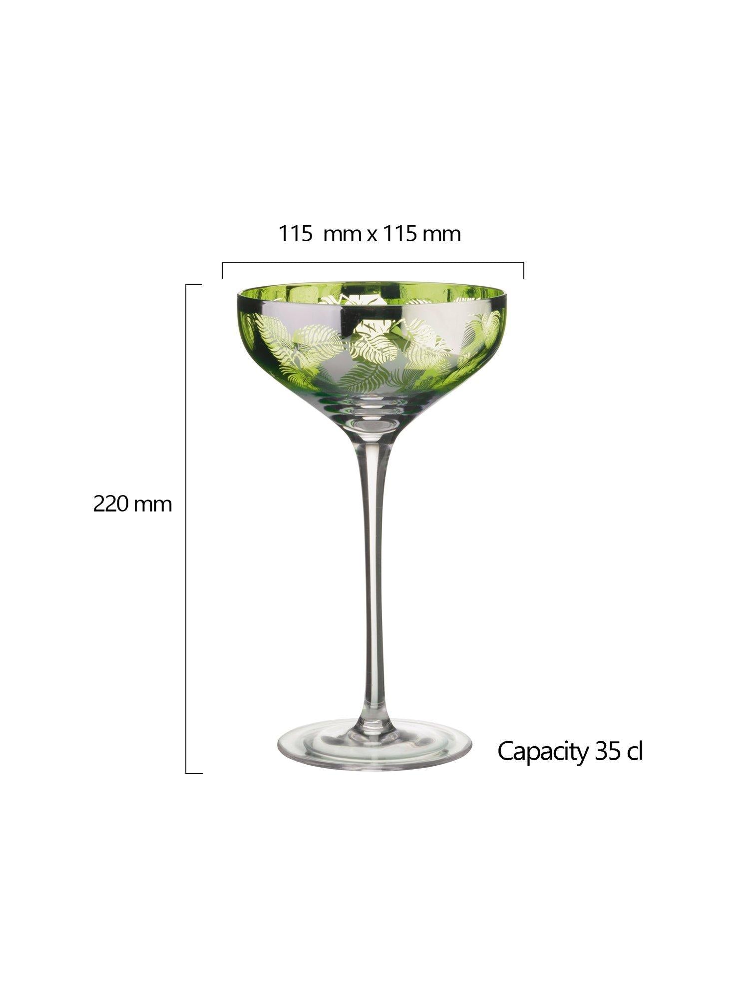 Artland tropical leaves coupe cocktail glasses set of 2, UK version