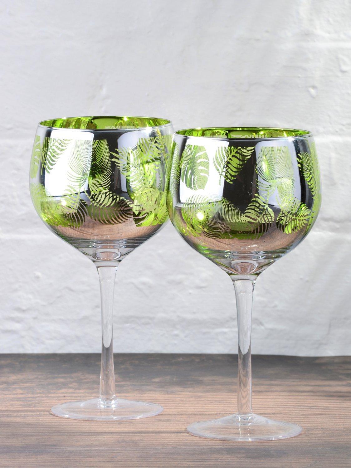 Artland Tropical Leaves gin cocktail glasses set of 4 700ml, UK version