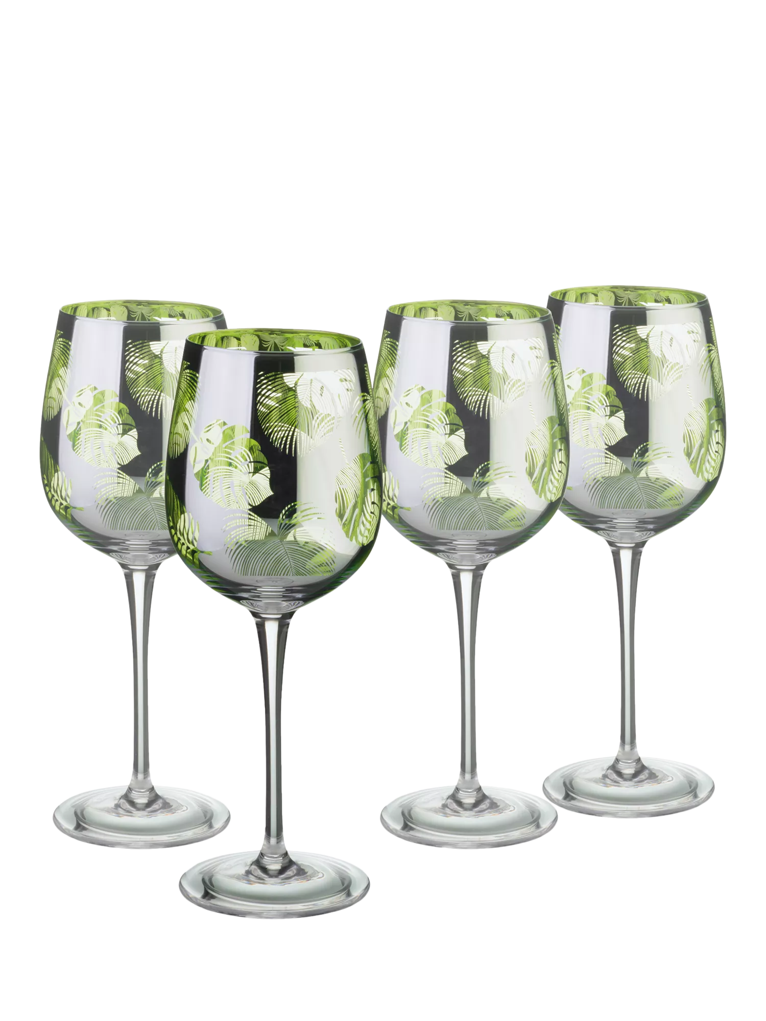 Artland tropical leaves electroplated wine glasses 500ml - British product
