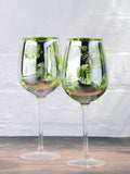Artland tropical leaves electroplated wine glasses 500ml - British product