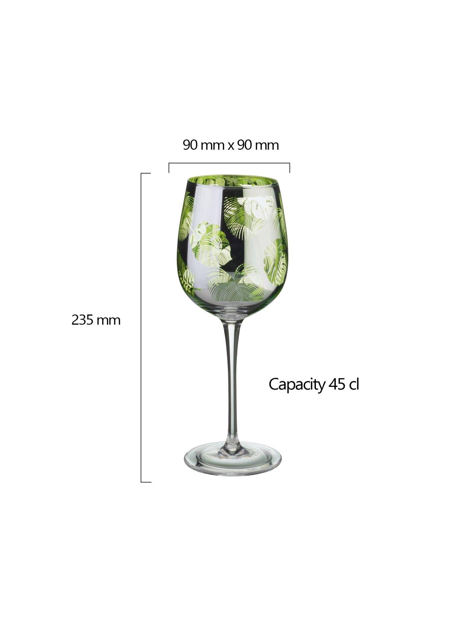 Artland tropical leaves electroplated wine glasses 500ml - British product