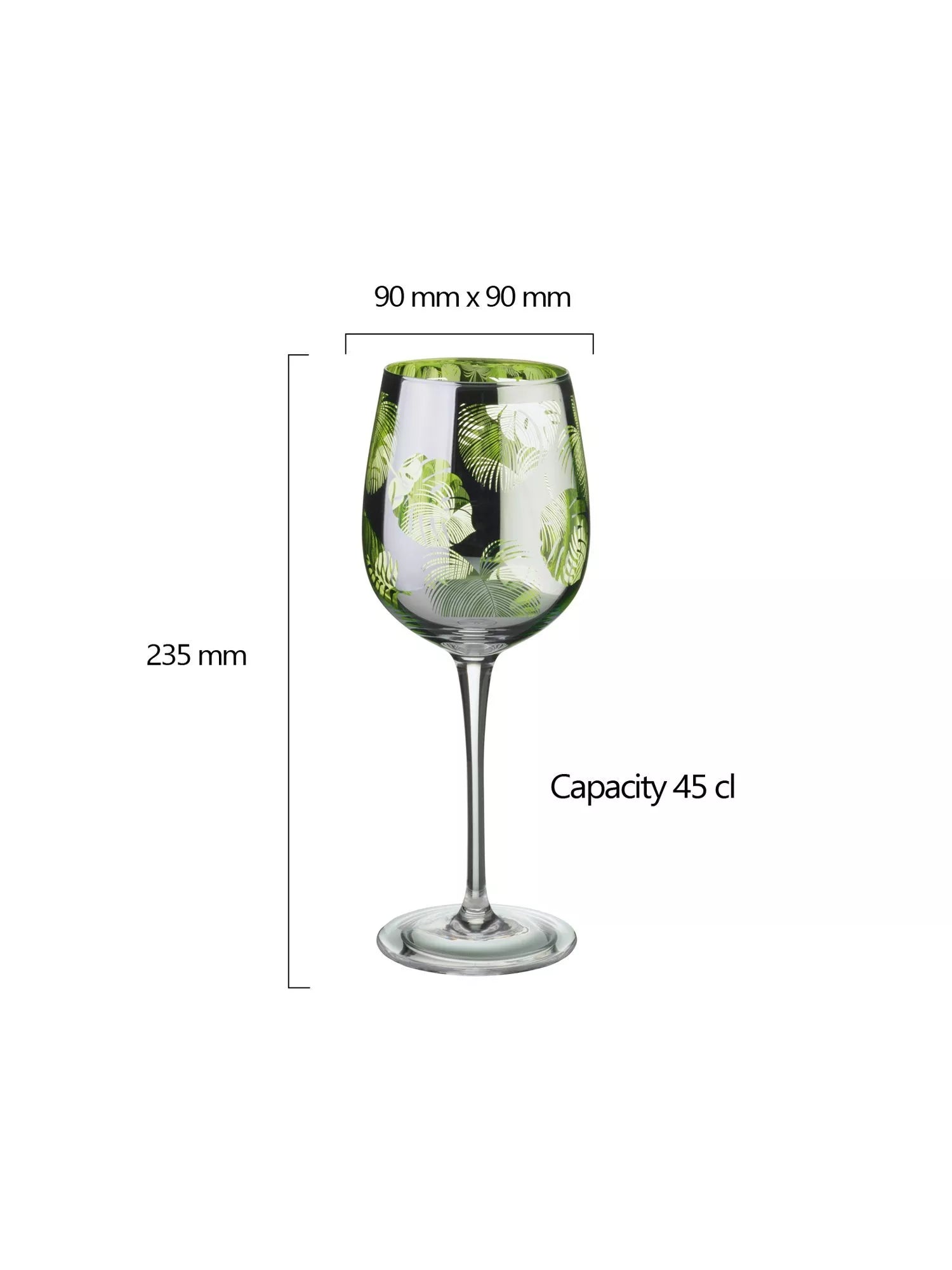 Artland tropical leaves electroplated wine glasses 500ml - British product