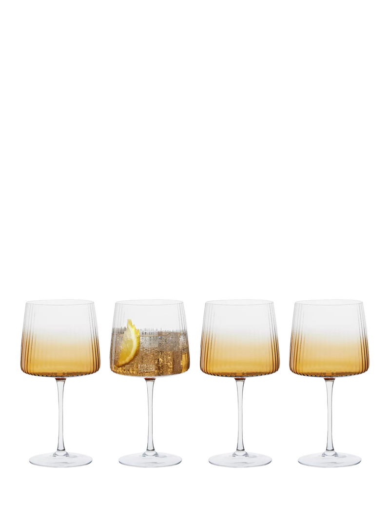 Anton Studio Designs Empire gin glasses 700ml amber set of 4, imported from the UK
