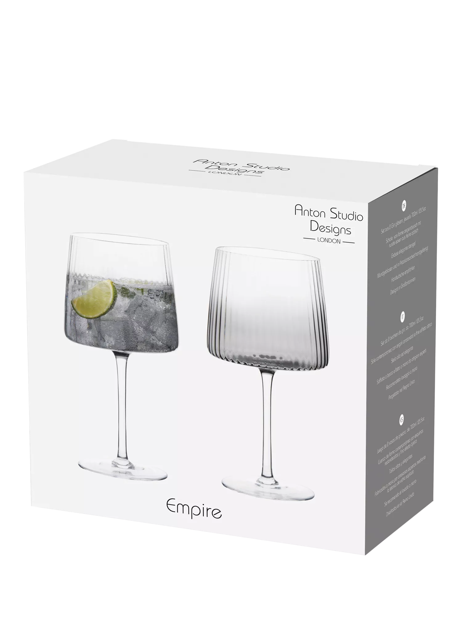 Anton Studio Designs Empire gin glass set of 4 smoke British brand