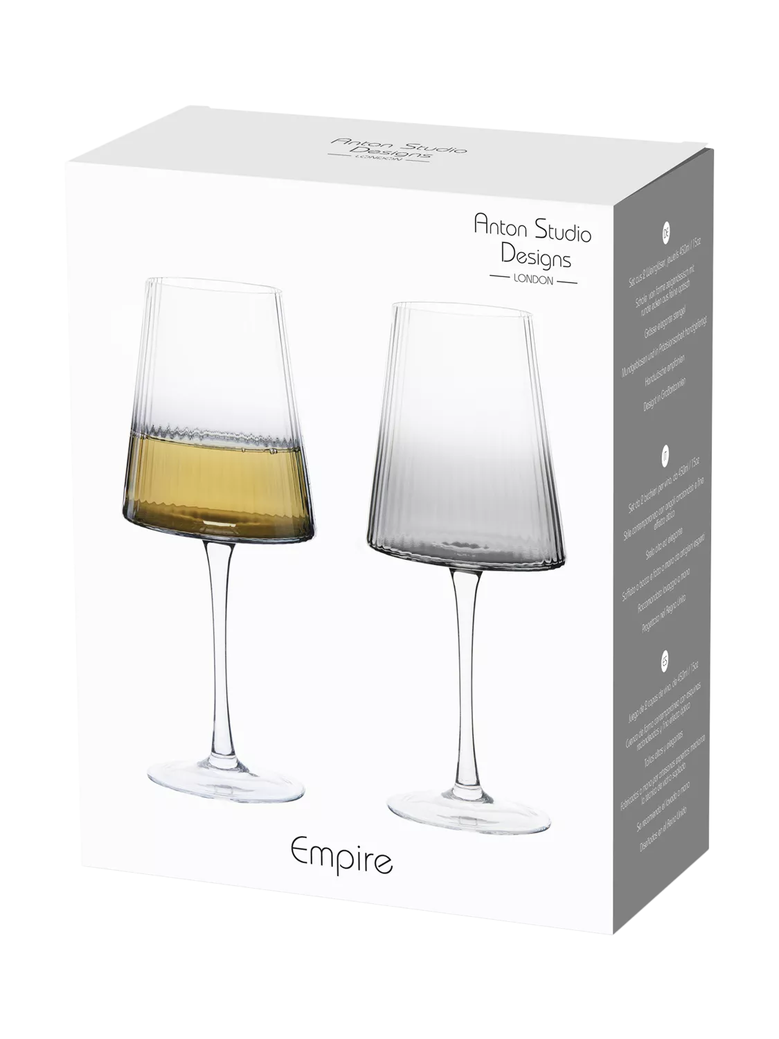 Anton Studio Designs Empire wine glasses smoke set of 4, UK version