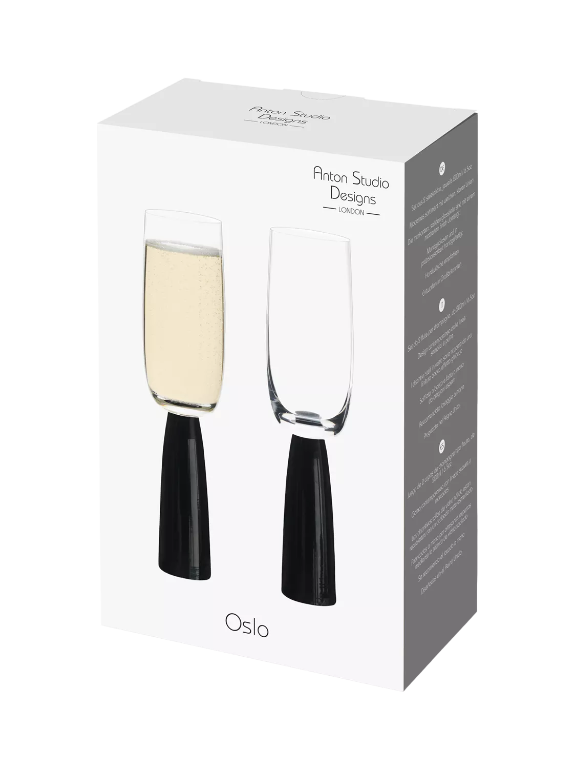 Anton Studio Designs Oslo champagne flutes set of 4 black, UK version