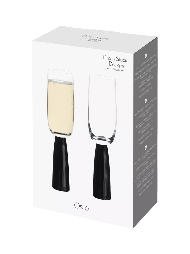 Anton Studio Designs Oslo champagne flutes set of 4 black, UK version