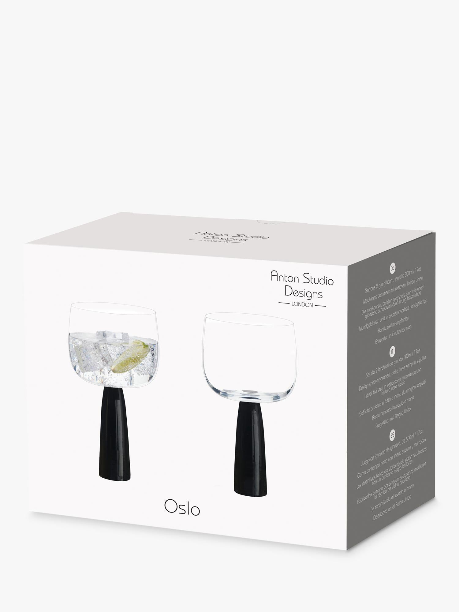 Anton Studio Designs Oslo gin glasses black stem 500ml - British product