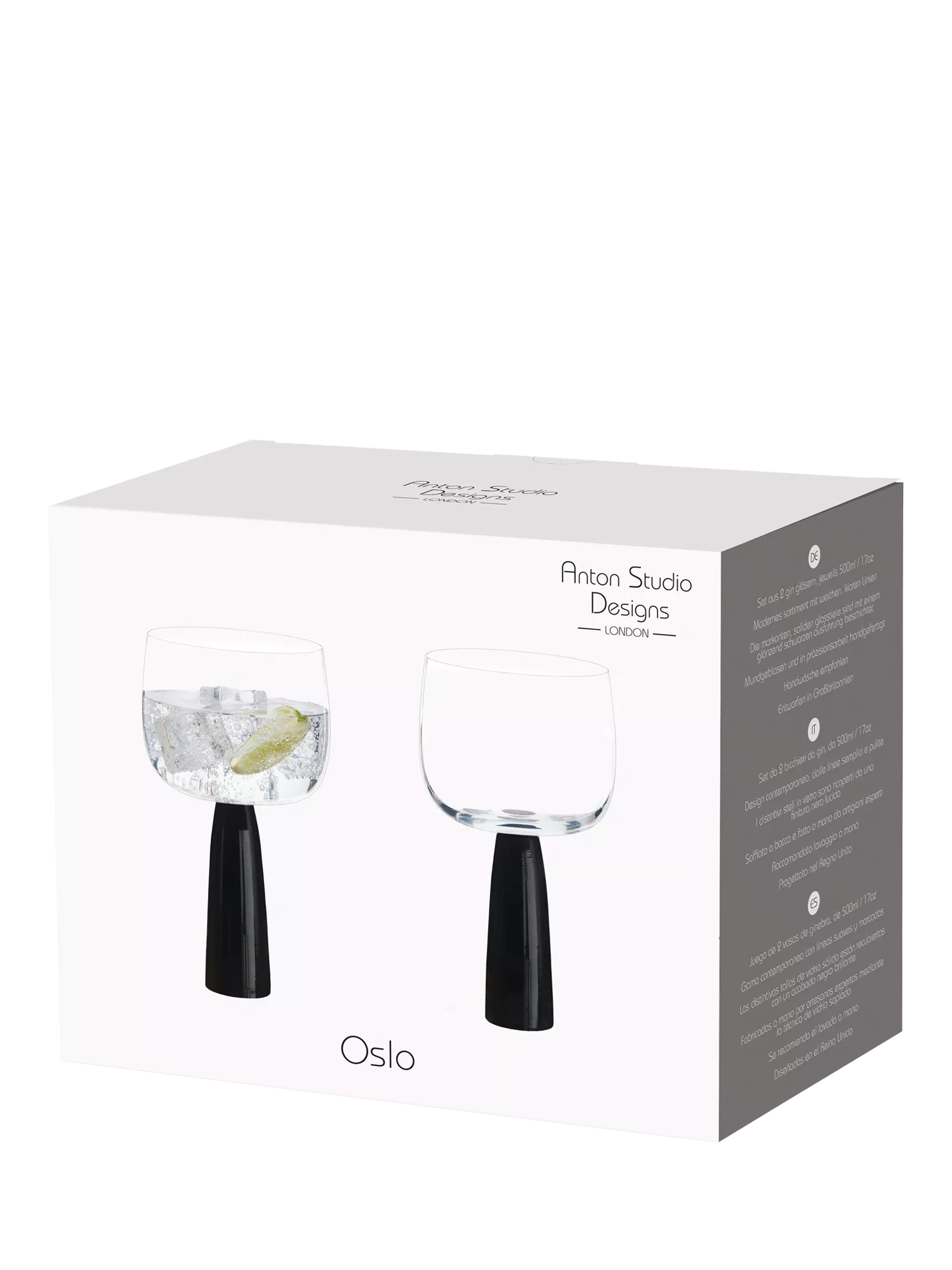 Anton Studio Designs Oslo gin glasses black stem 500ml - British product