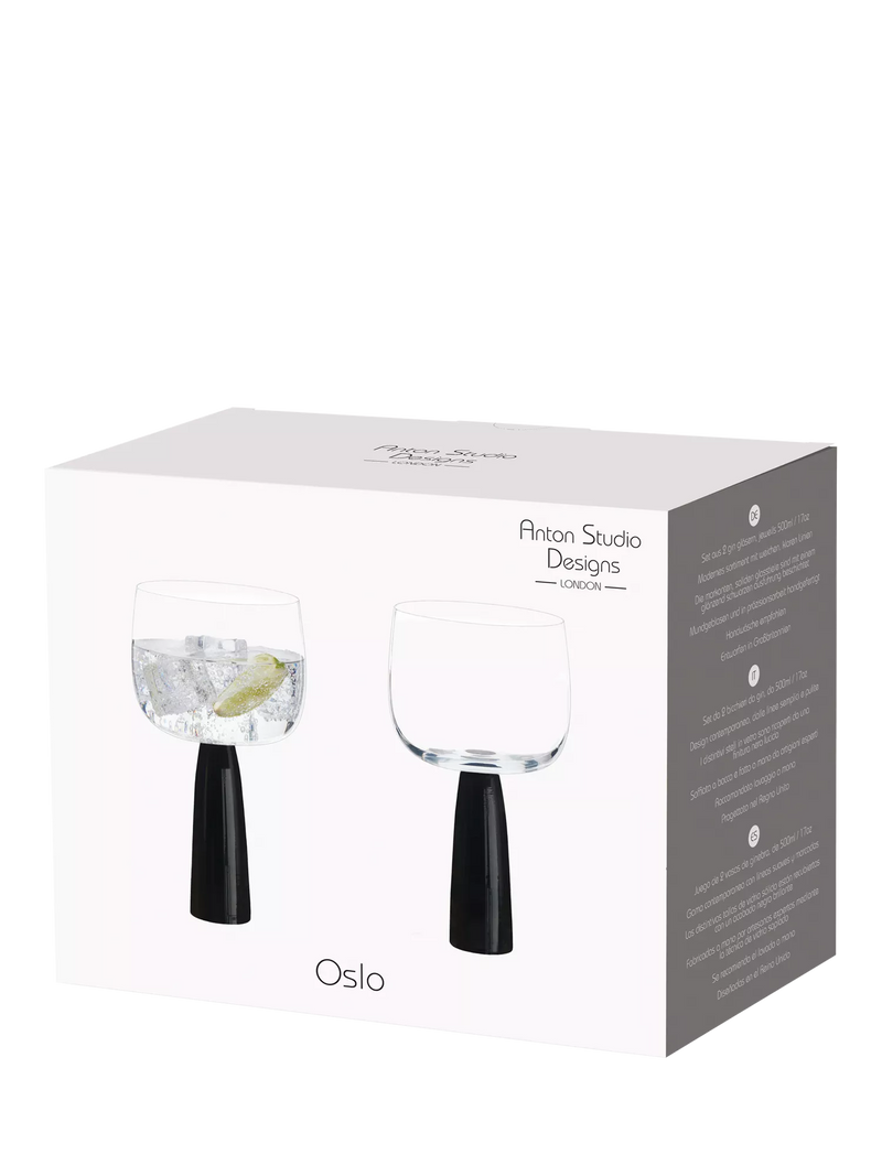 Anton Studio Designs Oslo gin glasses black stem 500ml - British product