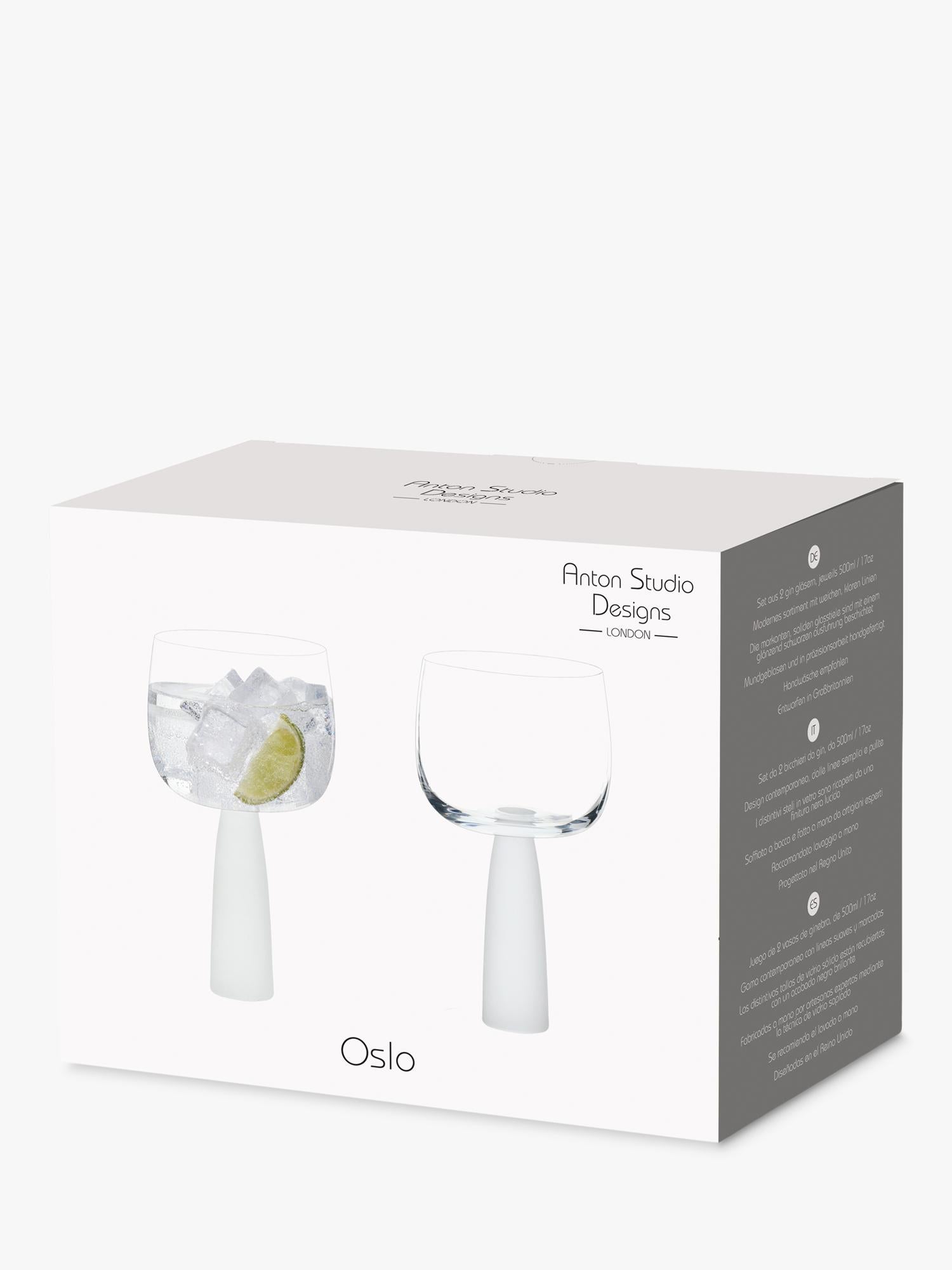 Anton Studio Designs Oslo gin glasses frost set of 4 500ml, UK version