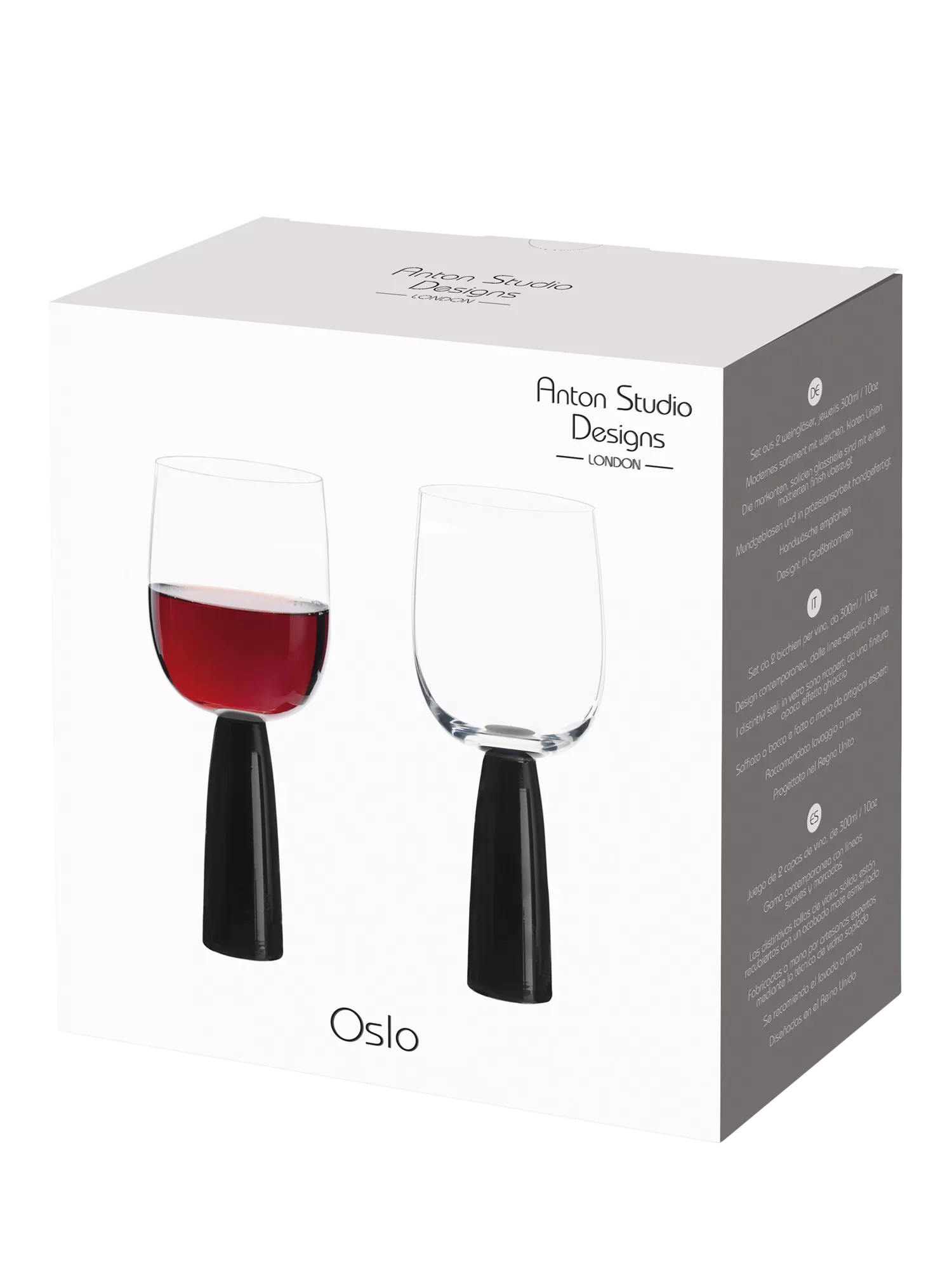 Anton Studio Oslo wine glass set 300ml black, imported from the UK