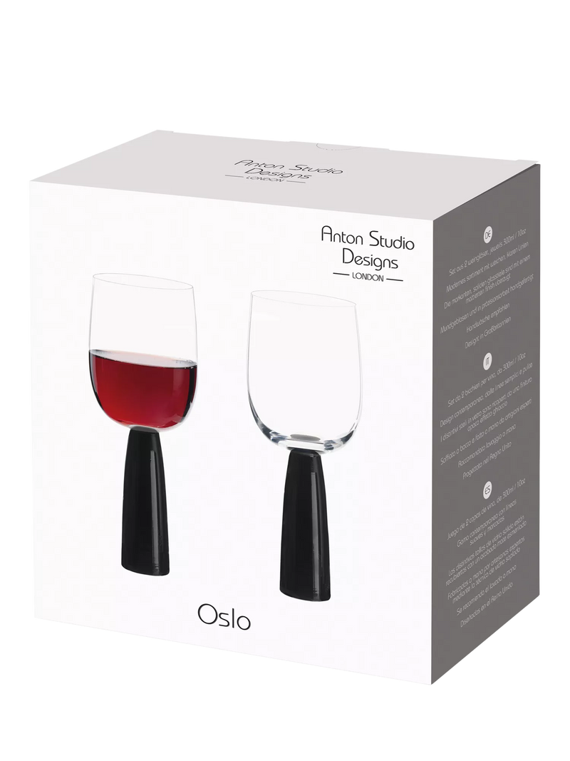 Anton Studio Oslo wine glass set 300ml black, imported from the UK