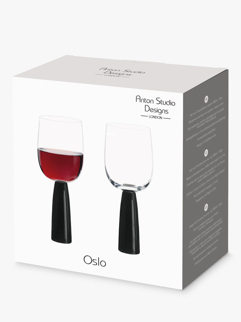 Anton Studio Oslo wine glass set 300ml black, imported from the UK