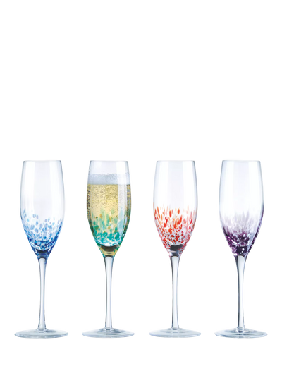 John Lewis Anton Studio Designs Speckle Glass Champagne Flute, Set of 4, 250ml, Multi- Buy online at McGrocer