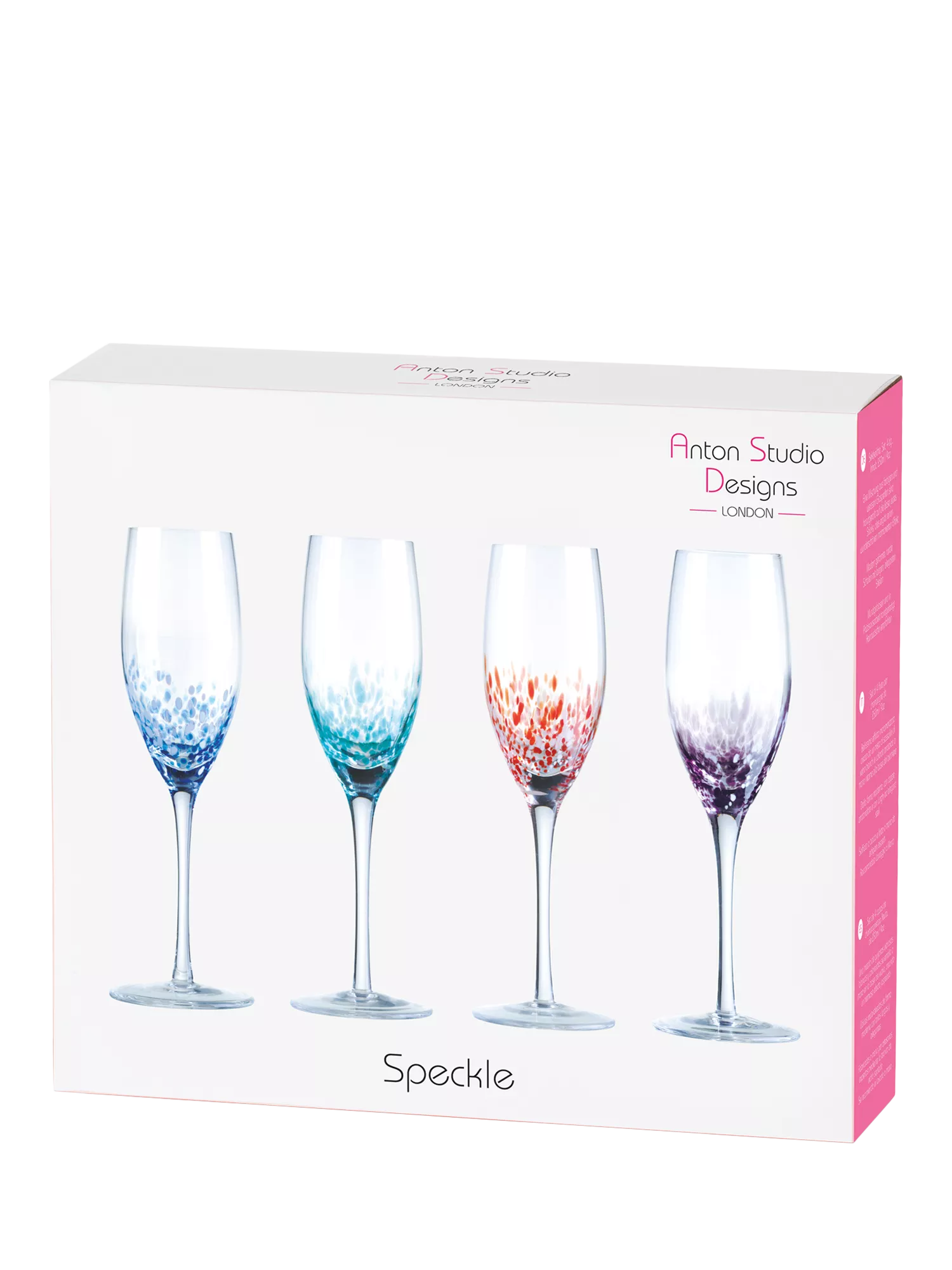 Anton Studio Designs speckle champagne flute set 250ml, imported from the UK