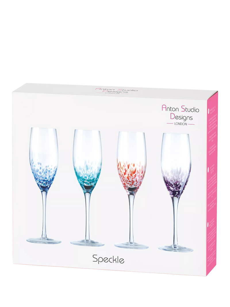Anton Studio Designs speckle champagne flute set 250ml, imported from the UK