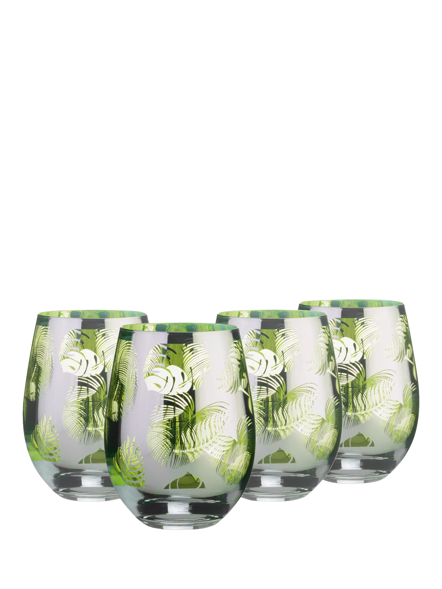 Artland Tropical Leaves electroplated glass tumblers set - British product