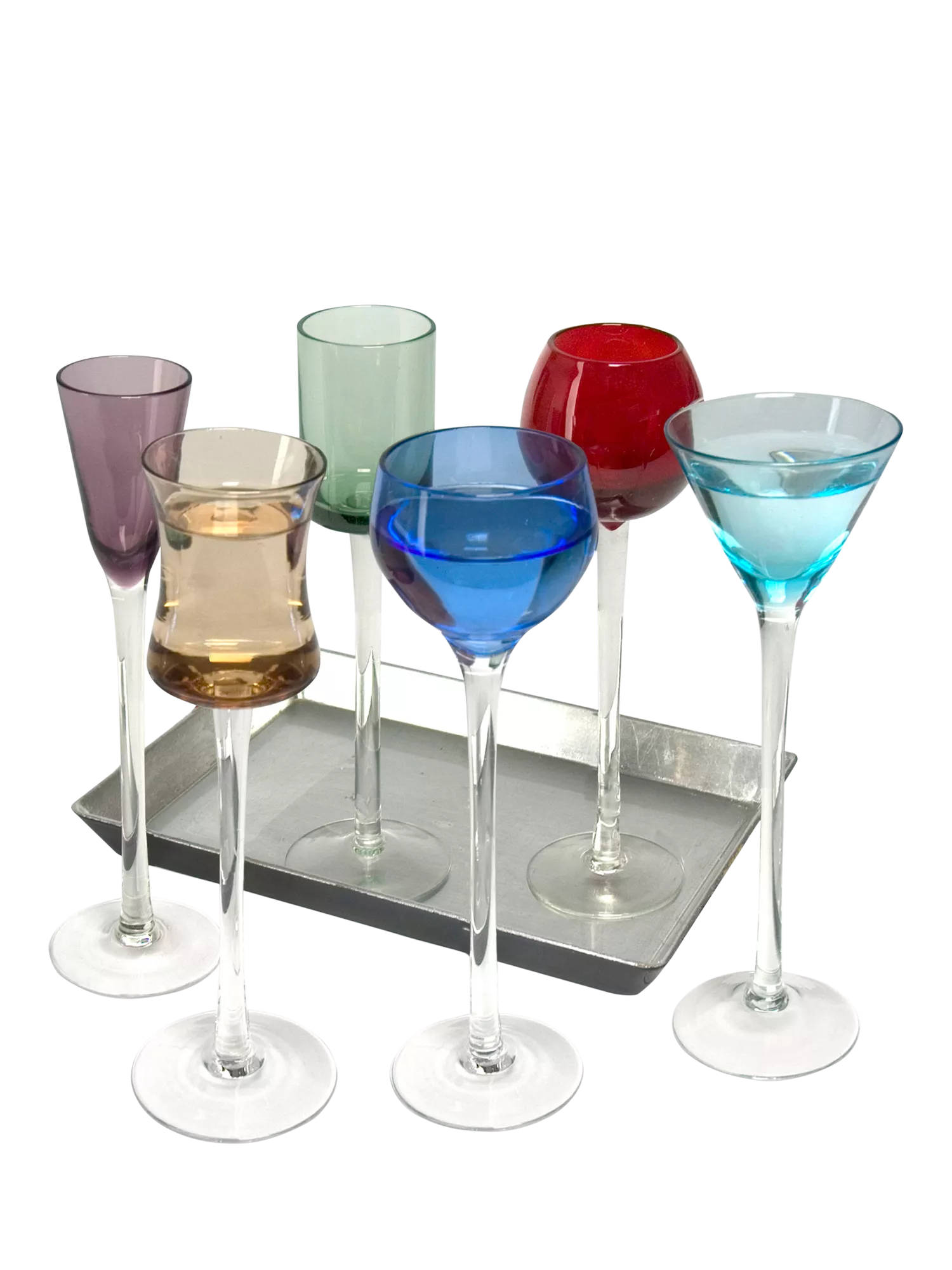 Artland Jewel Tone liqueur glass set 7 piece, imported from the UK