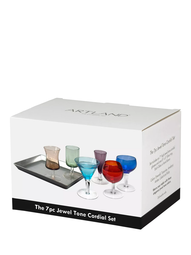 Artland jewel tone liqueur glass set 7 piece, UK version