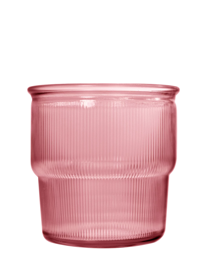 Vidrios San Miguel pink ribbed glass tumbler 300ml, imported from the UK