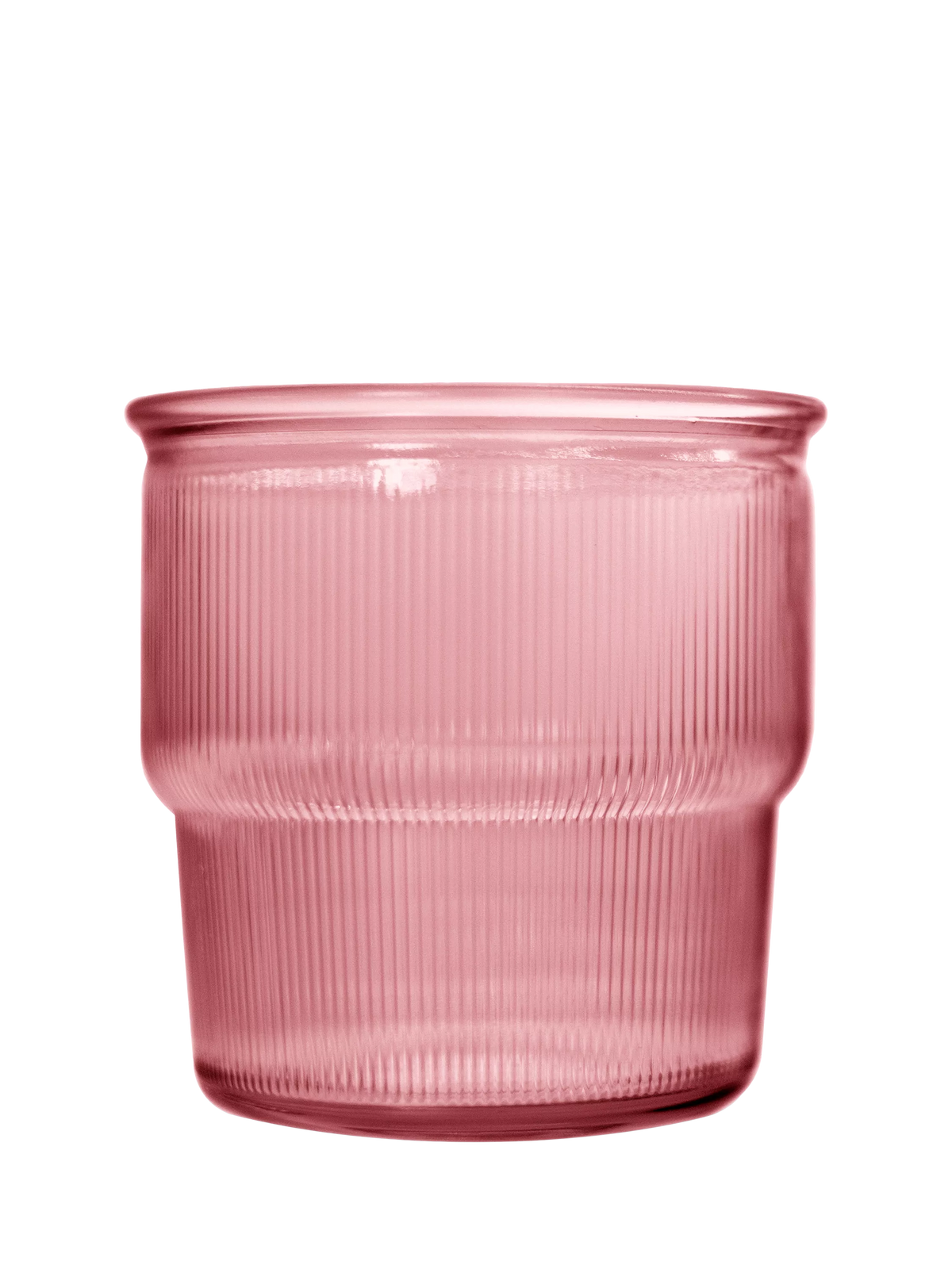 Vidrios San Miguel pink ribbed glass tumbler 300ml, imported from the UK