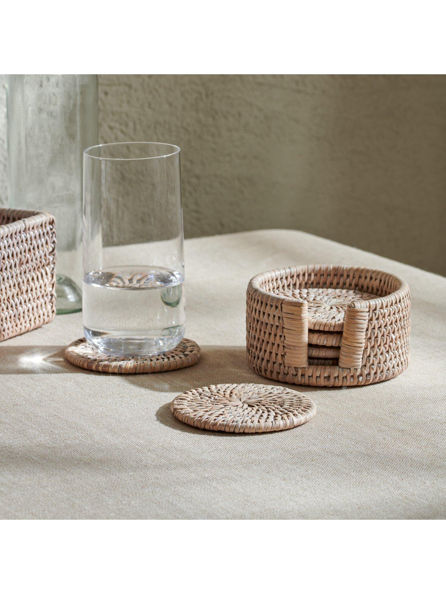 Neptune Ashcroft round rattan coasters set of 6, UK version
