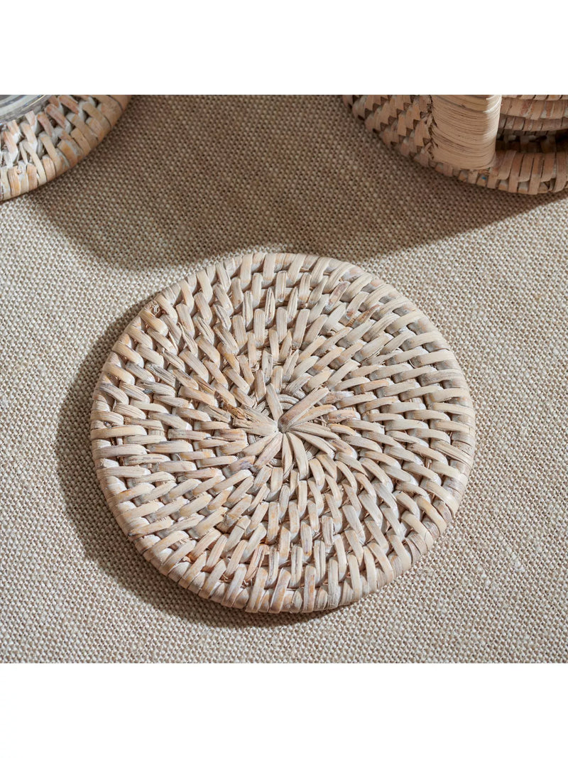 Neptune Ashcroft round rattan coasters set of 6, UK version