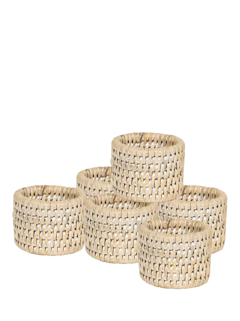 Neptune Ashcroft rattan napkin rings set of 6, UK version