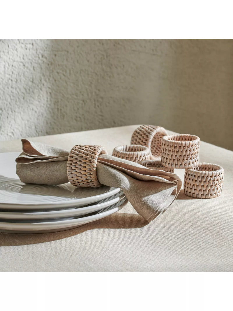 Neptune Ashcroft rattan napkin rings set of 6, UK version