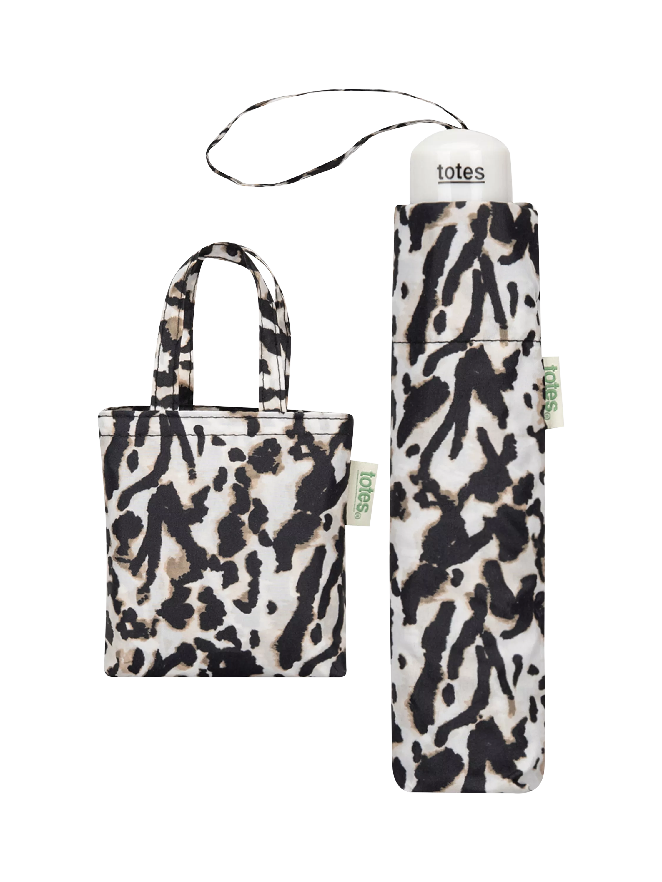 totes supermini umbrella and shopper bag set animal print (British brand)