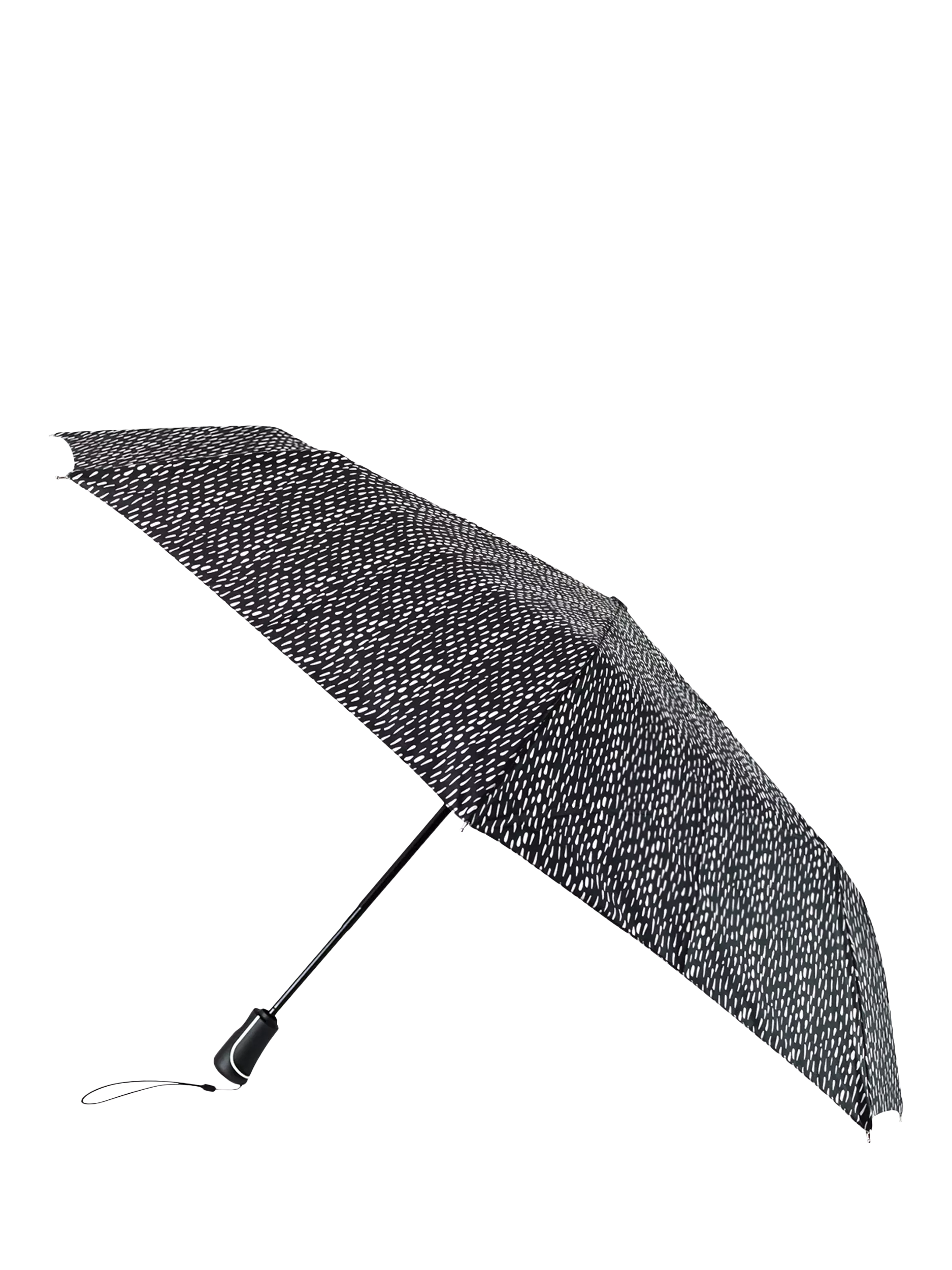 totes automatic umbrella black white drops print (British brand)