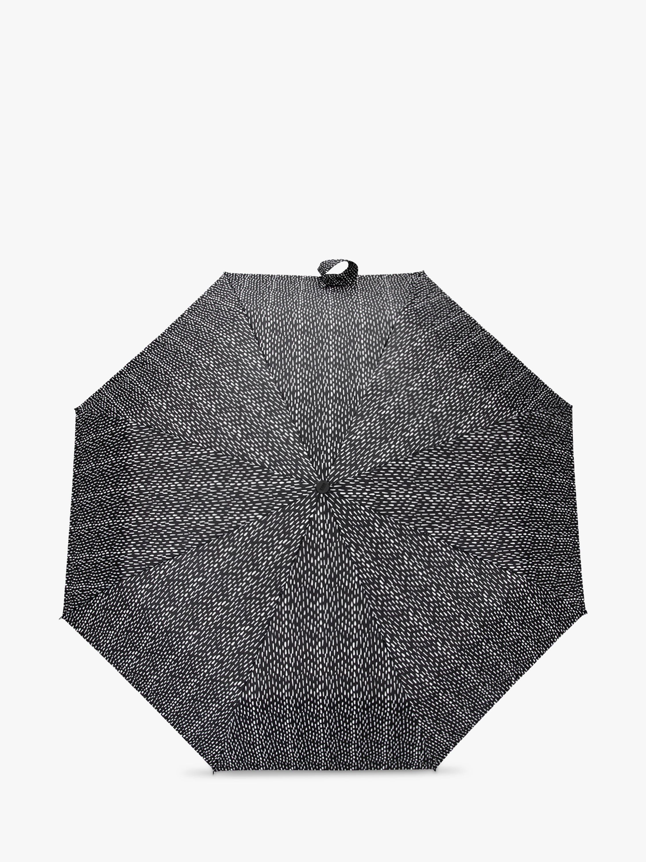 totes automatic umbrella black white drops print (British brand)
