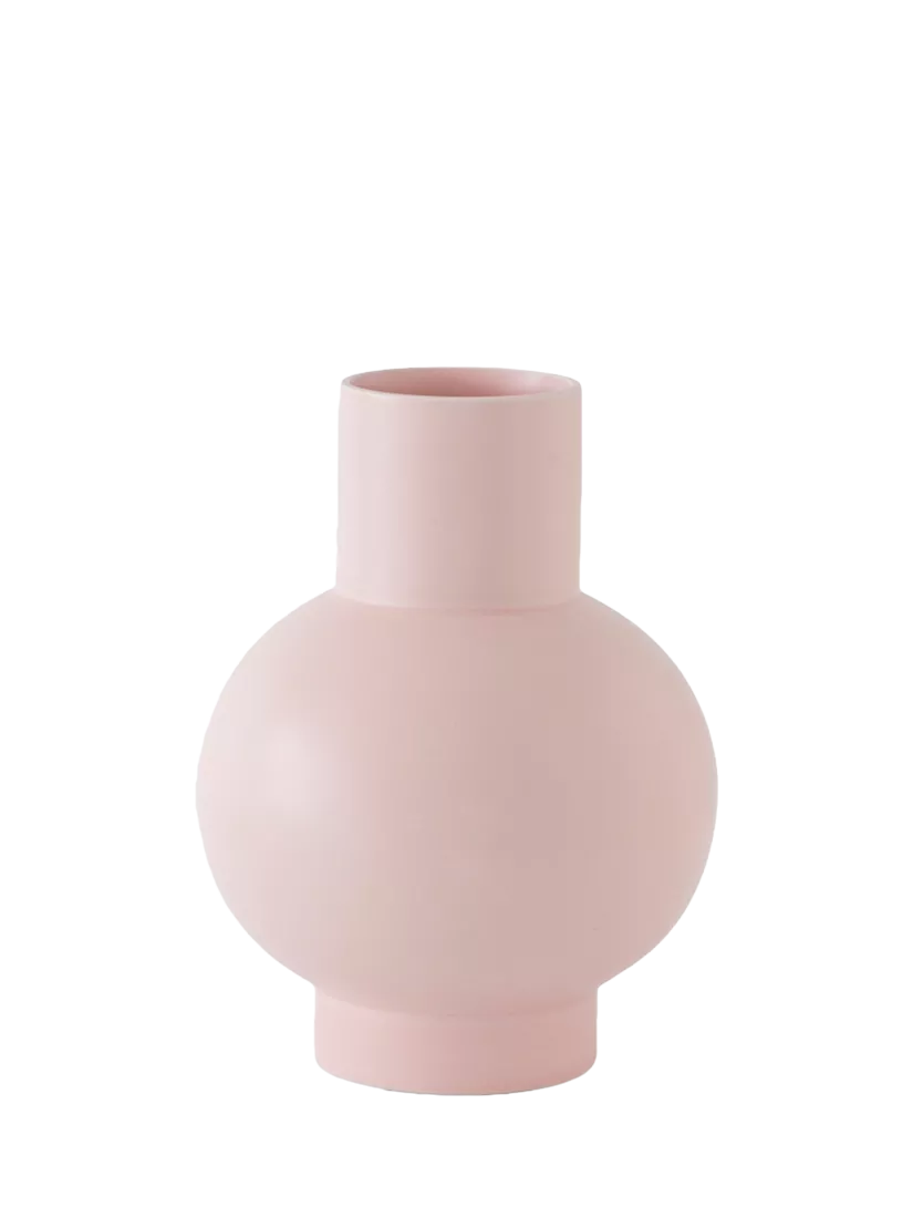 raawii Strøm small earthenware vase coral blush 16cm, imported from the UK