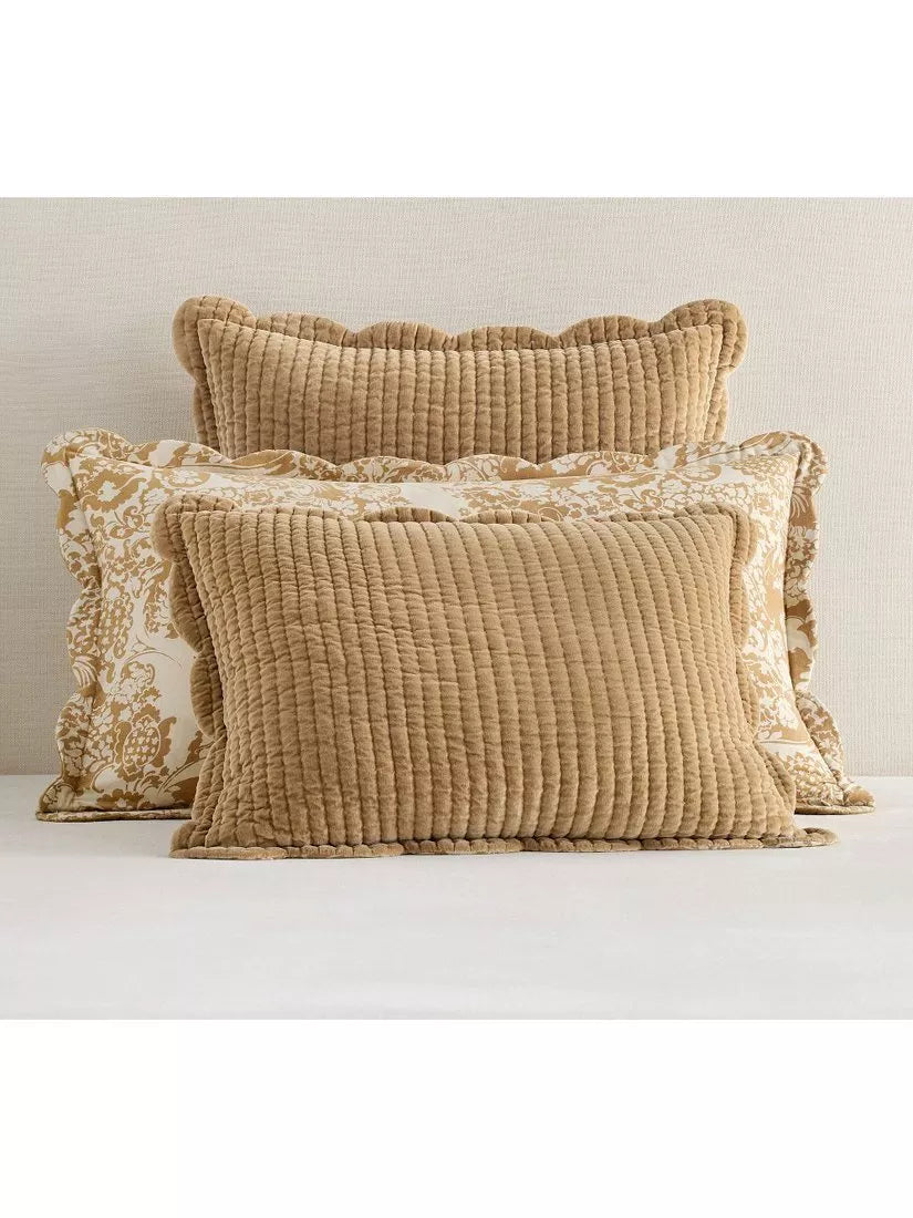 Pottery Barn velvet scallop edge reversible bedspread king size, imported from the UK