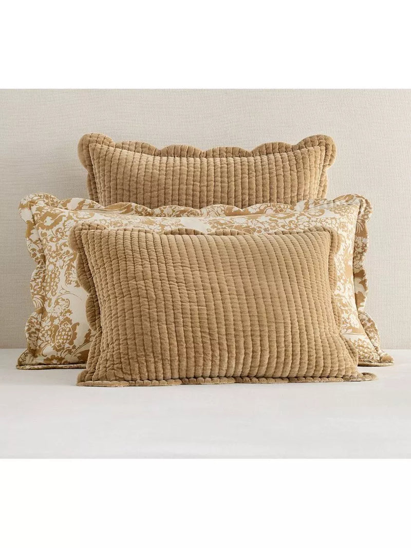 Pottery Barn velvet scallop edge reversible bedspread king size, imported from the UK