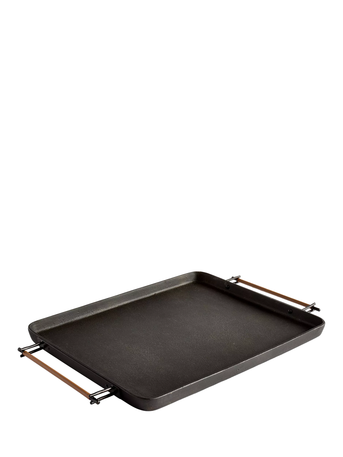 Pottery Barn Beltic aluminium tray with leather handles, imported from the UK