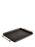 Pottery Barn Beltic aluminium tray with leather handles, imported from the UK