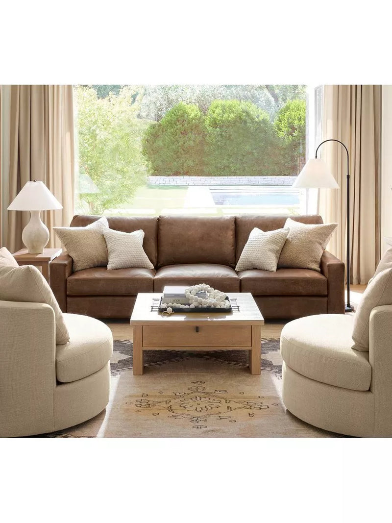 Pottery Barn Beltic aluminium tray with leather handles, imported from the UK