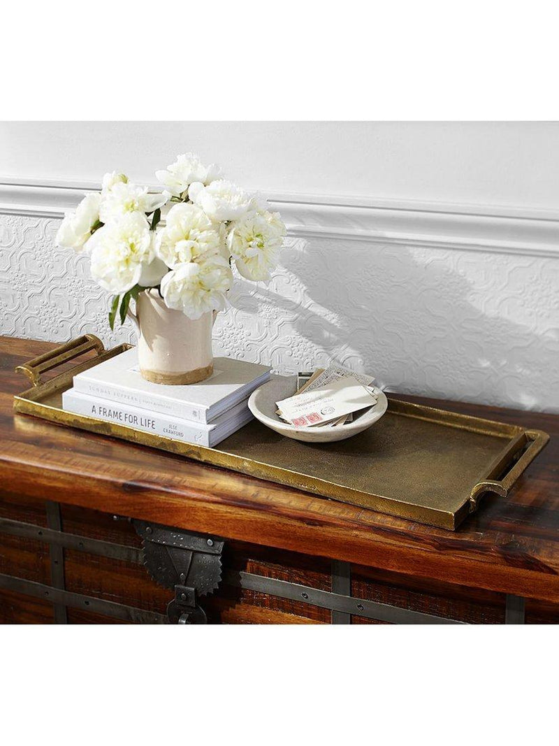 Pottery Barn rustic rectangular aluminium tray, imported from the UK