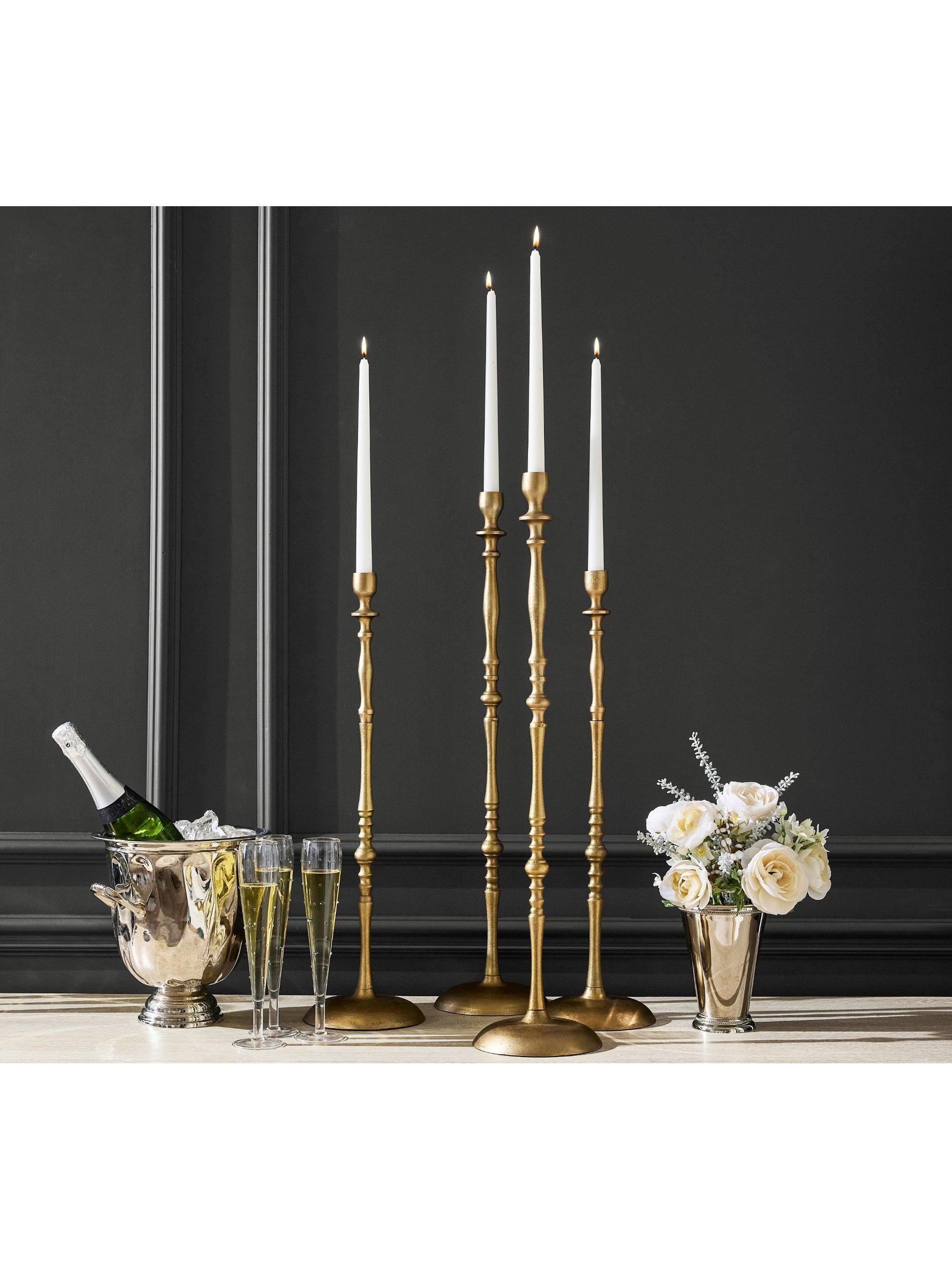 Pottery Barn Normandie Pillar Candle Holder in polished aluminium - British product