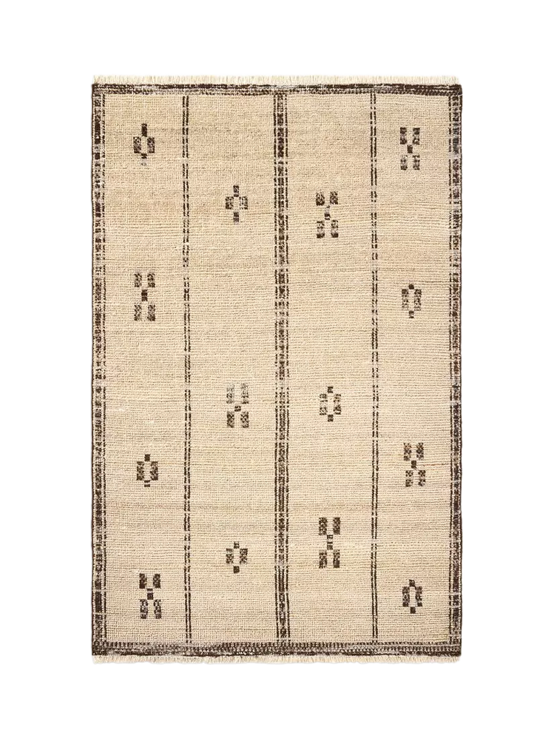 Pottery Barn Calliope Pure Wool Rug, Flax Black