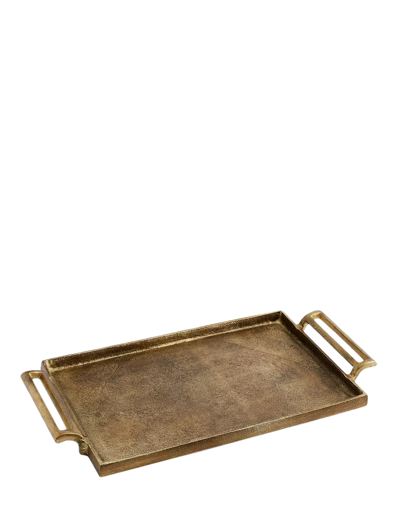 Pottery Barn Rustic Small Rectangular Tray, Gold