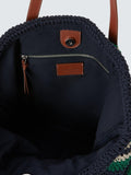 John Lewis striped cotton tote bag green navy - British product