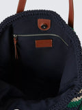 John Lewis striped cotton tote bag green navy - British product