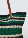 John Lewis striped cotton tote bag green navy - British product