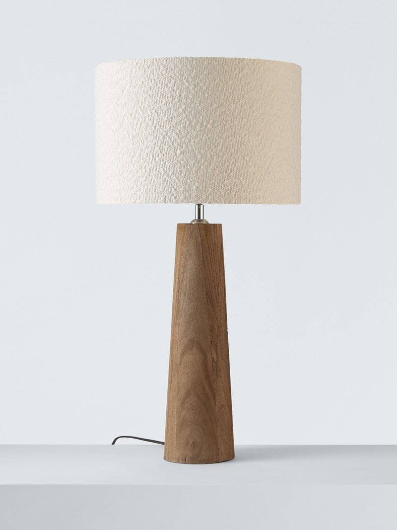John Lewis Fayola table lamp mangowood boucle shade, imported from the UK