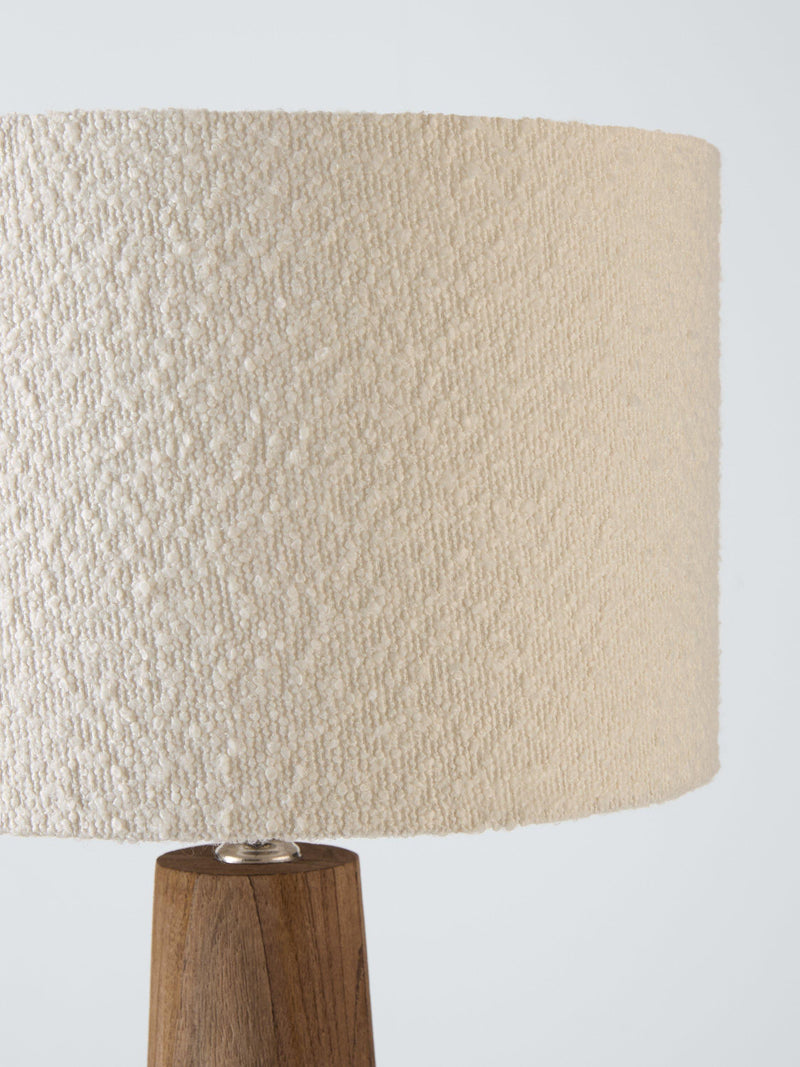 John Lewis Fayola table lamp mangowood boucle shade, imported from the UK