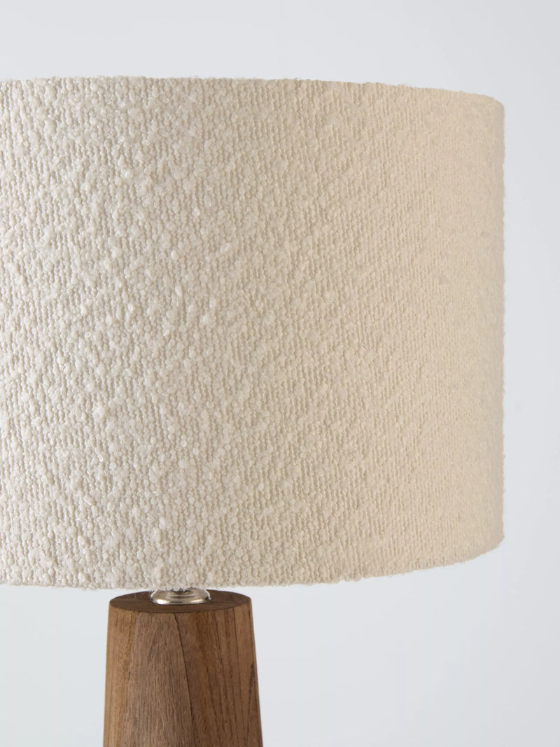 John Lewis Fayola table lamp mangowood boucle shade, imported from the UK
